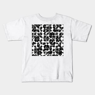 Black White Polka Dots With Florals Kids T-Shirt